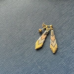 Vintage Tri-Color Earrings - Gold and Sterling Silver